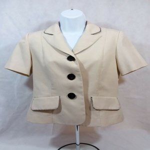 Women's Petite 6P Studio 1 Short Sleeve Cream Button Blouse